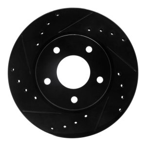 Dodge Caliber Brake Rotor (1) - Front Left - R1 Concepts - Drilled & Slotted - Black - `07-`17